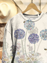 Women's Crew Neck Dandelion Casual Spring/Fall Long Sleeve Floral Sweatshirt