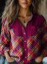 Women's Long Sleeve Shirt Spring/Fall Plaid Shirt Collar Holiday Going Out Casual Top