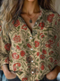 Women's Long Sleeve Shirt Spring/Fall Ethnic Shawl Collar Daily Going Out Vintage Floral Top