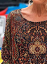 Women's Long Sleeve Tee T-shirt Spring/Fall Ethnic Jersey Crew Neck Holiday Going Out Casual Top