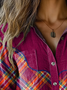 Women's Long Sleeve Shirt Spring/Fall Plaid Shirt Collar Holiday Going Out Casual Top