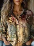Women's Long Sleeve Shirt Spring/Fall 3D Printing Shawl Collar Daily Going Out Vintage Top