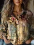 Women's Long Sleeve Shirt Spring/Fall 3D Printing Shawl Collar Daily Going Out Vintage Top
