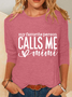 Women's Long Sleeve Blouse Spring/Fall Text Letters Cotton-Blend Crew Neck Daily Going Out Casual Top