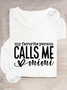 Women's Long Sleeve Blouse Spring/Fall Text Letters Cotton-Blend Crew Neck Daily Going Out Casual Top
