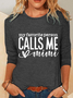 Women's Long Sleeve Blouse Spring/Fall Text Letters Cotton-Blend Crew Neck Daily Going Out Casual Top