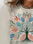 Women's Long Sleeve Life Tree Floral Tee T-shirt Spring/Fall Text Letters Jersey Crew Neck Holiday Going Out Casual Top