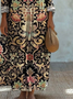 Women's Long Sleeve Spring/Fall Ethnic Jersey Dress V Neck Daily Going Out Casual Maxi A-Line T-Shirt Dress