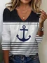 Women's Long Sleeve Tee T-shirt Spring/Fall Anchor Jersey V Neck Daily Going Out Casual Top