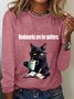 Women's Long Sleeve Tee T-shirt Spring/Fall Cat Jersey Crew Neck Daily Going Out Casual Top