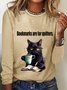 Women's Long Sleeve Tee T-shirt Spring/Fall Cat Jersey Crew Neck Daily Going Out Casual Top