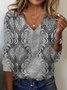 Women's Long Sleeve Tee T-shirt Spring/Fall Ethnic Jersey V Neck Daily Going Out Casual Top