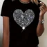 Women's Valentine's Day Heart Rhinestone Short Sleeve T-shirt
