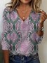 Women's Long Sleeve Tee T-shirt Spring/Fall Ethnic Jersey V Neck Daily Going Out Casual Top