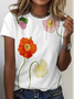 Women's Short Sleeve Tee T-shirt Summer Floral Crew Neck Casual Top