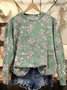 Women Floral Crew Neck Casual Spring/Fall Long Sleeve Sweatshirt