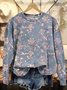 Women Floral Crew Neck Casual Spring/Fall Long Sleeve Sweatshirt