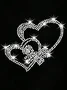 Women's Valentine's Day Heart Rhinestone Short Sleeve T-shirt