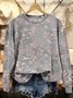 Women Floral Crew Neck Casual Spring/Fall Long Sleeve Sweatshirt