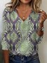 Women's Long Sleeve Tee T-shirt Spring/Fall Ethnic Jersey V Neck Daily Going Out Casual Top