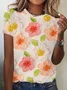 Women's Short Sleeve Tee T-shirt Summer Floral Jersey Crew Neck Daily Going Out Casual Top
