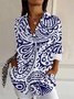 Women's Long Sleeve Shirt Spring/Fall Ethnic Shirt Collar Vacation Going Out Casual Top