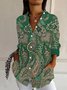 Women's Long Sleeve Shirt Spring/Fall Ethnic Shirt Collar Daily Going Out Casual Top