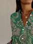 Women's Long Sleeve Shirt Spring/Fall Ethnic Shirt Collar Daily Going Out Casual Top
