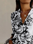 Women's Long Sleeve Shirt Spring/Fall Floral Shirt Collar Daily Going Out Casual Top