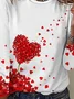 Women's Valentine's Day Love Heart Print Long Sleeve Crew Neck T-shirt