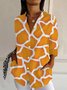 Women's Long Sleeve Shirt Spring/Fall Geometric Shirt Collar Daily Going Out Casual Top