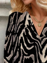 Women's Three Quarter Sleeve Blouse Spring/Fall Zebra V Neck Vacation Going Out Casual Top