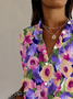 Women's Long Sleeve Shirt Spring/Fall Floral Shirt Collar Daily Going Out Casual Top