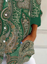 Women's Long Sleeve Shirt Spring/Fall Ethnic Shirt Collar Daily Going Out Casual Top