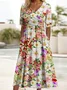 Women's Short Sleeve Summer Floral Dress V Neck Daily Going Out Casual Maxi A-Line