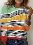Women's Long Sleeve Tee T-shirt Spring/Fall Striped Jersey Crew Neck Daily Going Out Casual Top