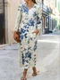 Women's Long Sleeve Spring/Fall 3D Printing Dress Crew Neck Holiday Going Out Vintage Maxi T-Shirt Dress H-Line Dress