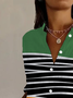 Women's Long Sleeve Shirt Spring/Fall Striped Shirt Collar Daily Going Out Casual Top