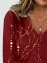 Women's Long Sleeve Tee T-shirt Spring/Fall Geometric Jersey V Neck Daily Going Out Casual Top