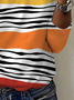 Women's Long Sleeve Tee T-shirt Spring/Fall Striped Jersey Crew Neck Daily Going Out Casual Top