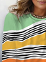 Women's Long Sleeve Tee T-shirt Spring/Fall Striped Jersey Crew Neck Daily Going Out Casual Top
