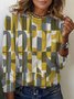 Women's Long Sleeve Tee T-shirt Spring/Fall Geometric Jersey Crew Neck Daily Going Out Casual Top