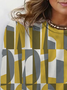 Women's Long Sleeve Tee T-shirt Spring/Fall Geometric Jersey Crew Neck Daily Going Out Casual Top