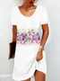 Women's Short Sleeve Summer Floral Jersey Dress Crew Neck Daily Going Out Casual Mini H-Line TUNIC
