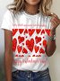 Women's Valentine's Day Heart Print Short Sleeve Crew Neck T-shirt 