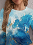 Women's Long Sleeve Tee T-shirt Spring/Fall Abstract Jersey Crew Neck Holiday Going Out Casual Top
