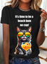Women's Long Sleeve Tee T-shirt Spring/Fall Cat Jersey Crew Neck Daily Going Out Casual Top