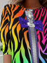 Women's Long Sleeve Tee T-shirt Spring/Fall Zebra Jersey Crew Neck Daily Going Out Casual Top
