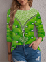 Women's Long Sleeve Tee T-shirt Spring/Fall Geometric Jersey Crew Neck Holiday Going Out Casual Top