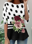 Women's Long Sleeve Tee T-shirt Spring/Fall Polka Dots Jersey Crew Neck Holiday Going Out Casual Top